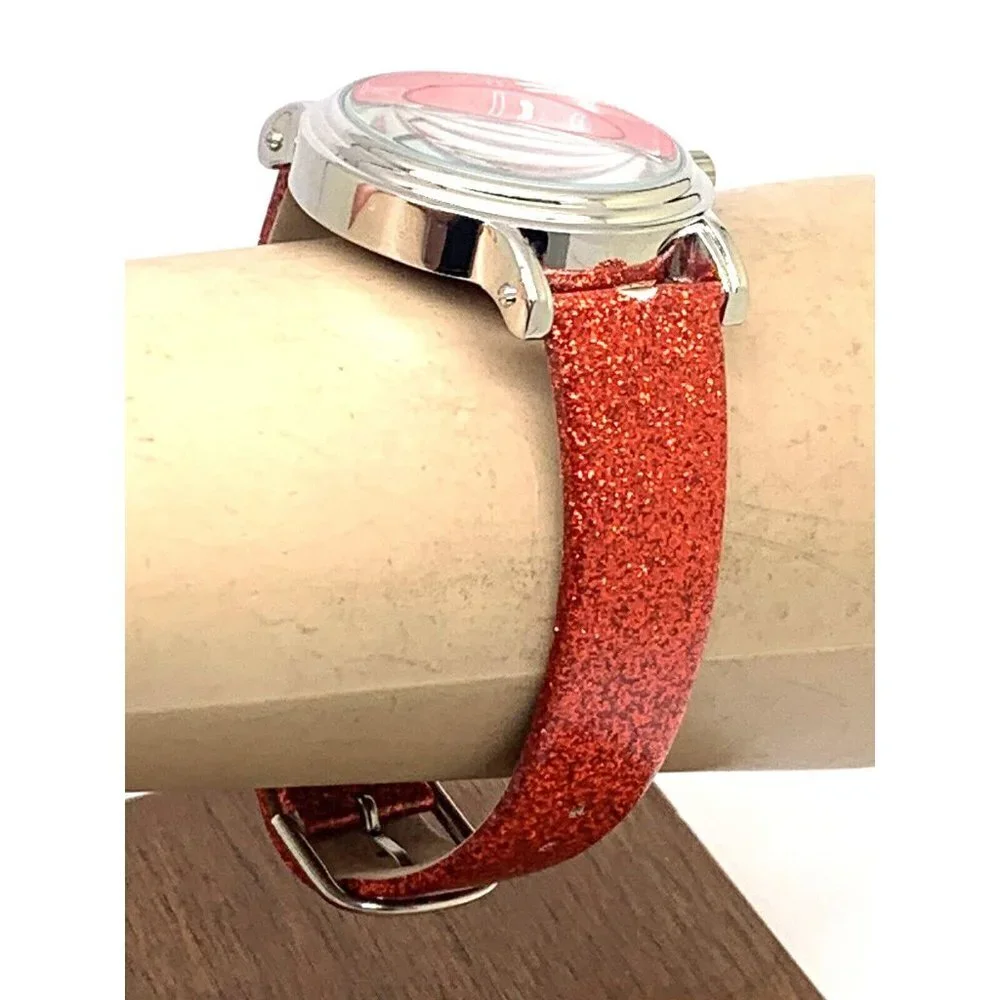 Disney Cruella Women's Watch WDS001023 Quartz Silver 38mm Red Leather Ba…